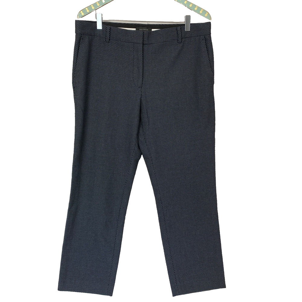 Ann‎ Taylor Dress Pants Womens 12 Navy Blue Swiss Dot Ankle Stretch Career 36x28